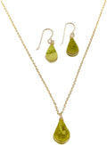 Serpentine Earrings & Necklace Set - Handmade Gold Fill Jewelry