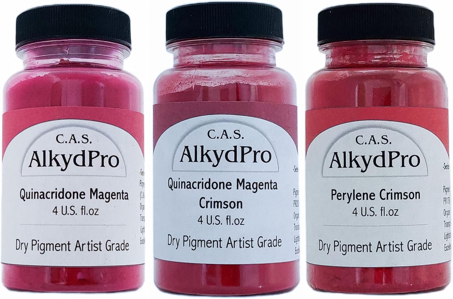 Crimson Pigment Set for Artists - Dry Powder, 4 Fl Oz, Pack of 3