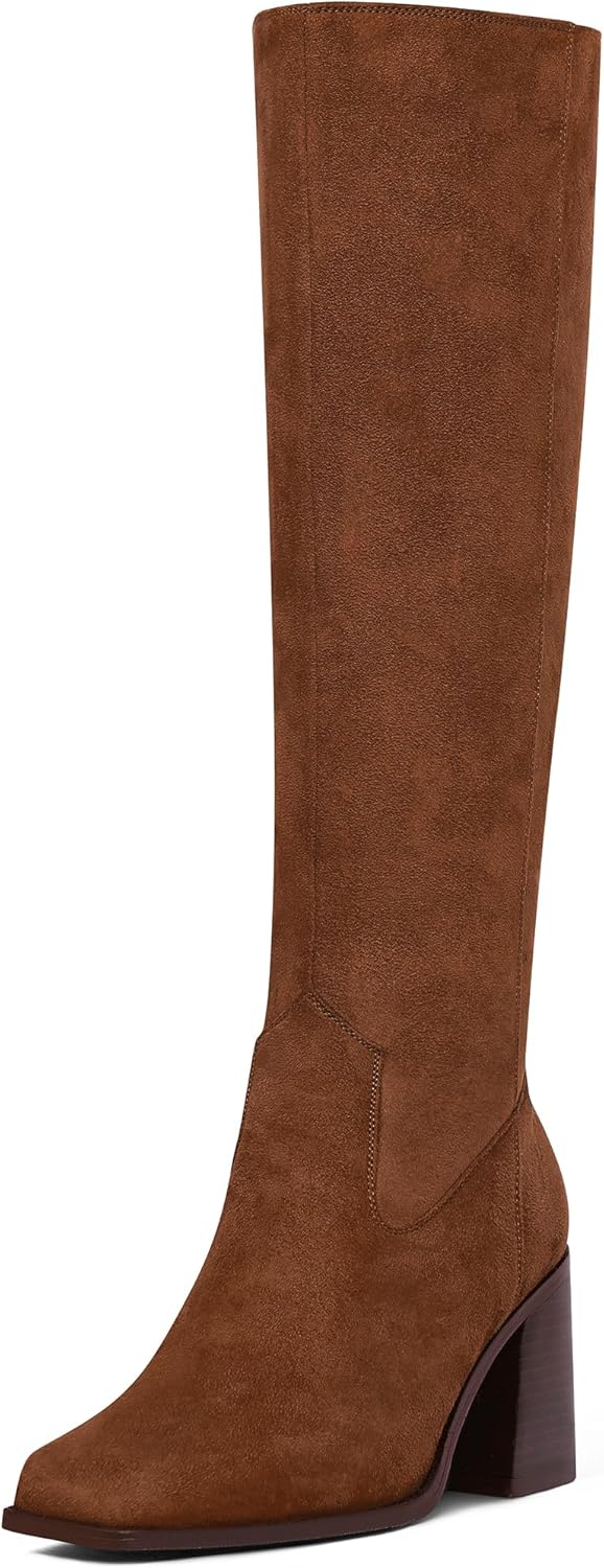 MUCCCUTE Knee High Boots for Women with Square Toe Design