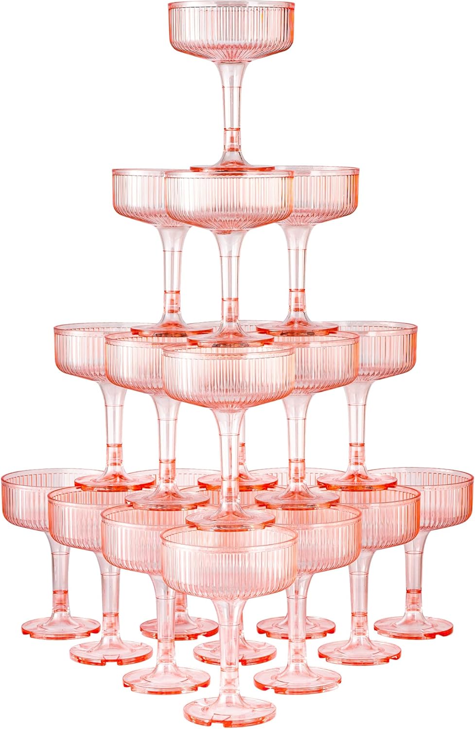 20 Pack Unbreakable Plastic Champagne Coupe Glasses for Parties