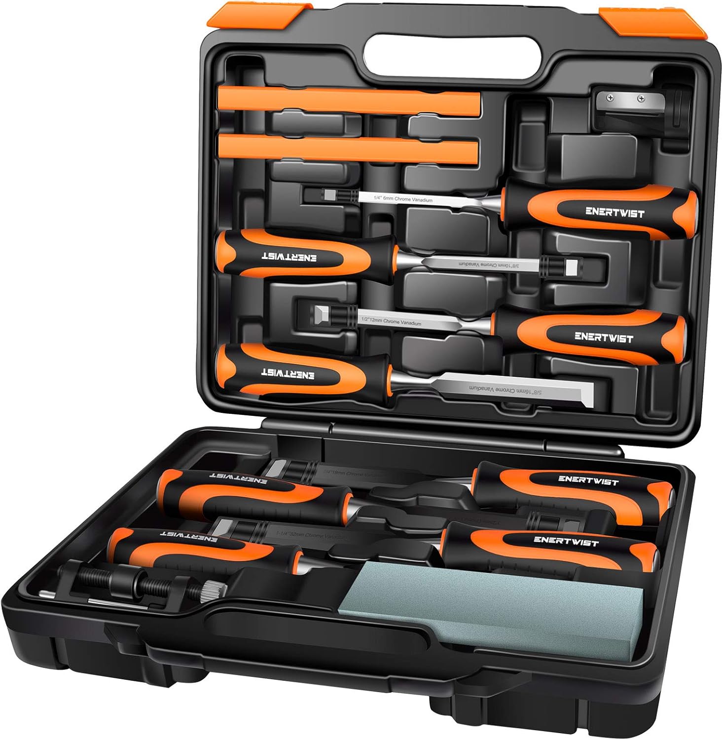 ENERTWIST 13pcs Wood Chisel Set for Precision Woodworking