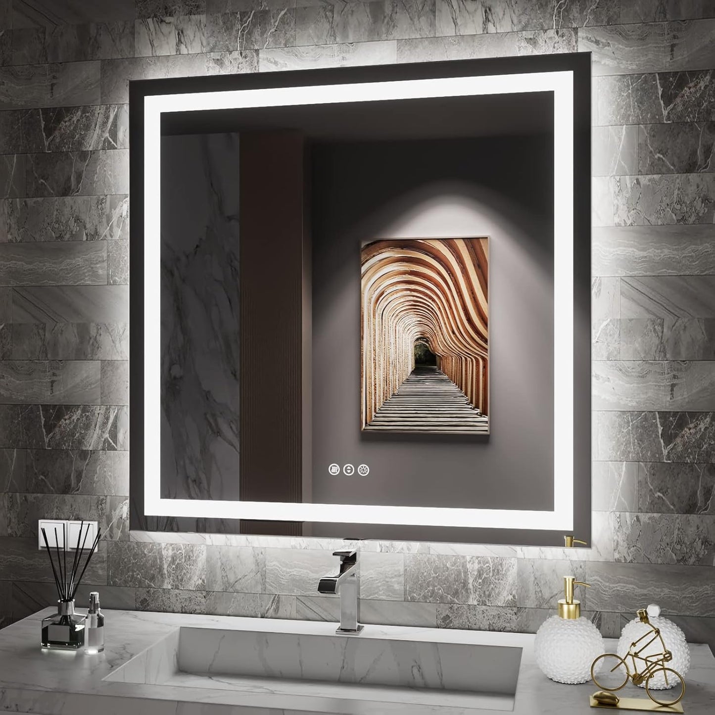 Amorho LED Bathroom Mirror with Front and Backlight Features