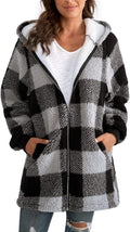 Womens Oversized Sherpa Jacket - Fuzzy Fleece Zip Up Warm Coat