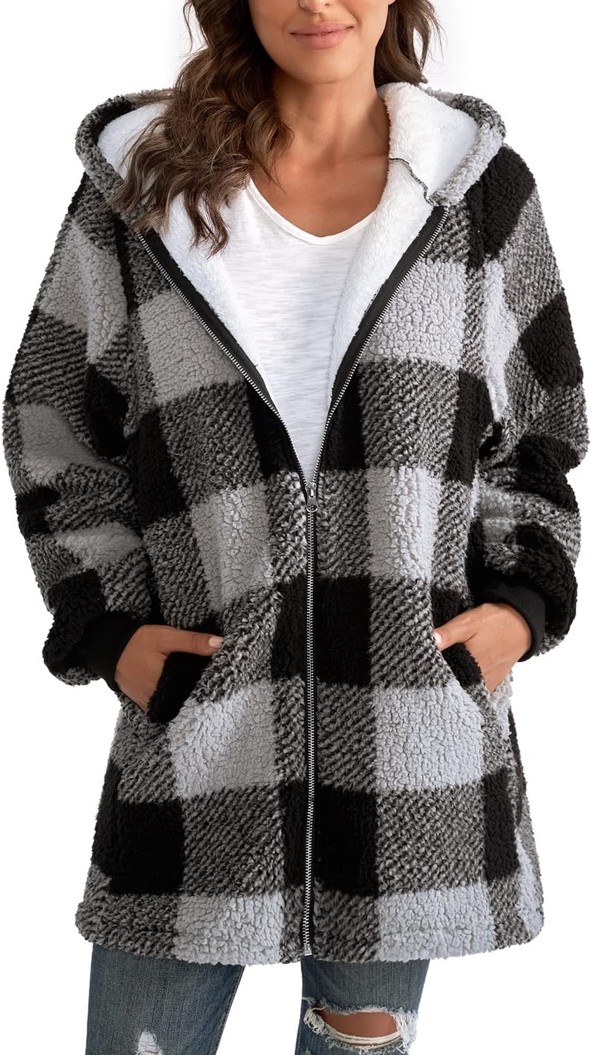 Yanekop Womens Oversized Sherpa Jacket for Cozy Winter Wear