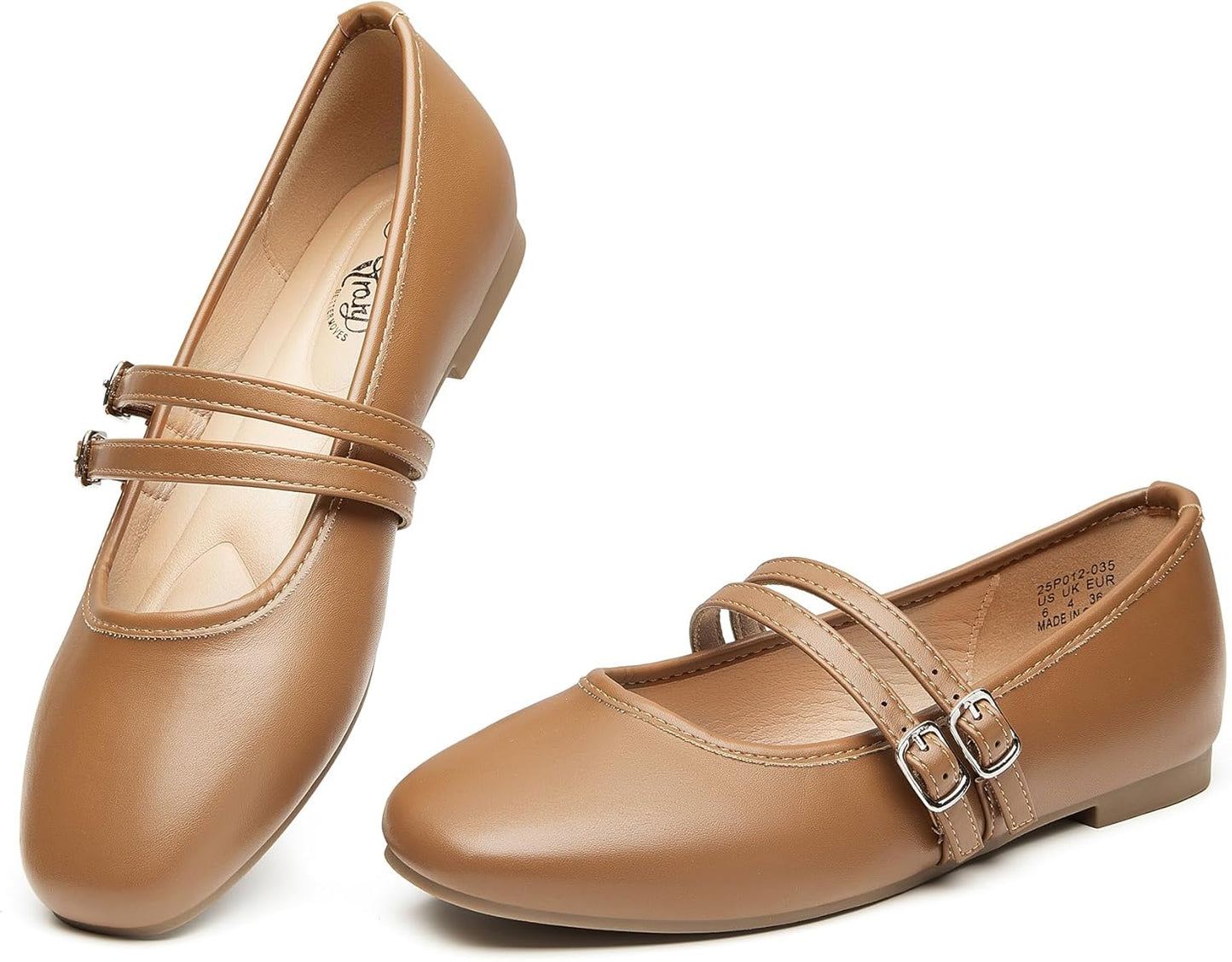 Trary Mary Jane Shoes Women Comfortable Ballet Flats with Buckle