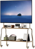 TV Stand with Wheels Fits 43-75 in TVs - Height Adjustable Mobile