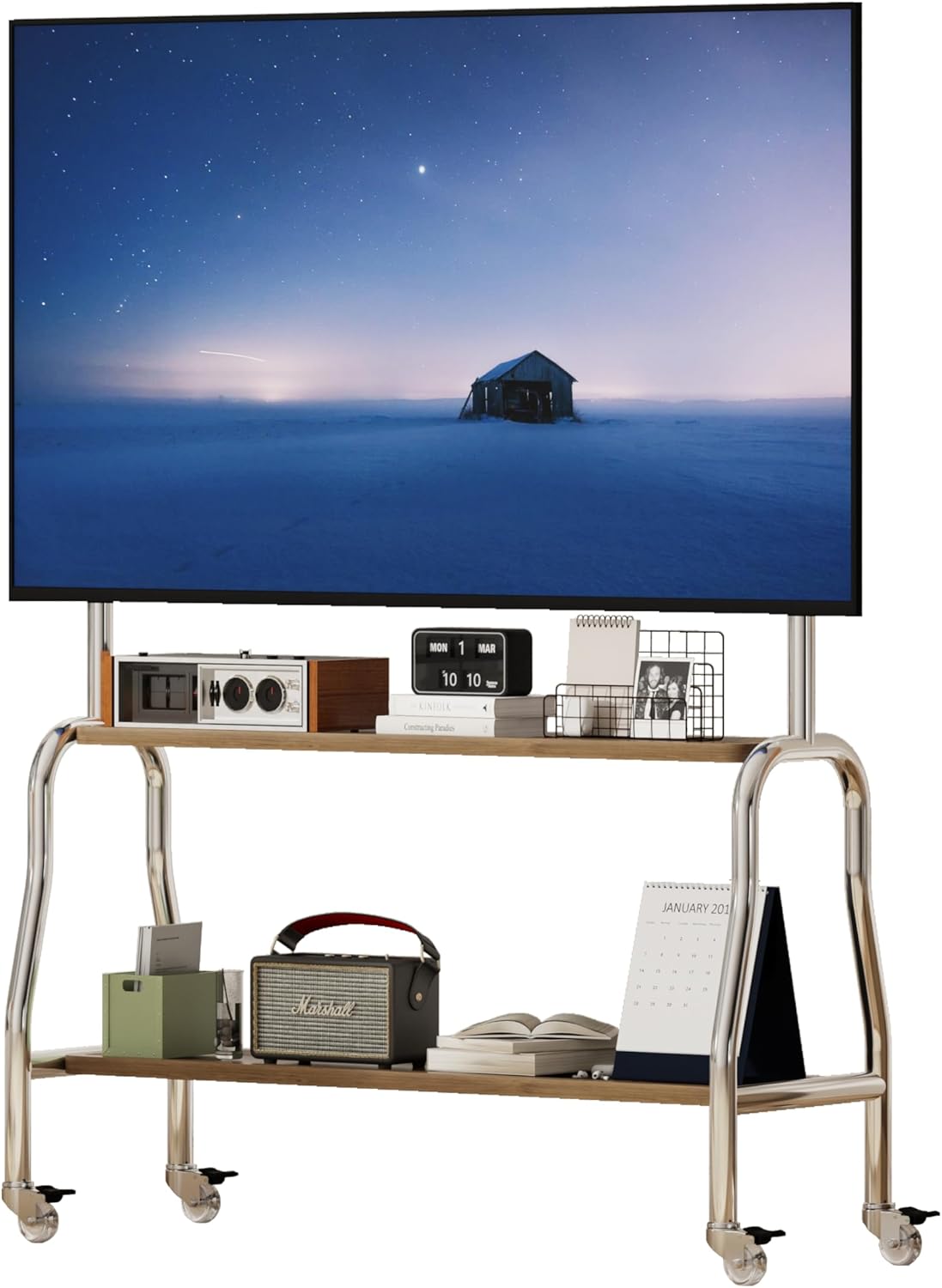TV Stand with Wheels for 43-75 Inch Screens, Adjustable Height