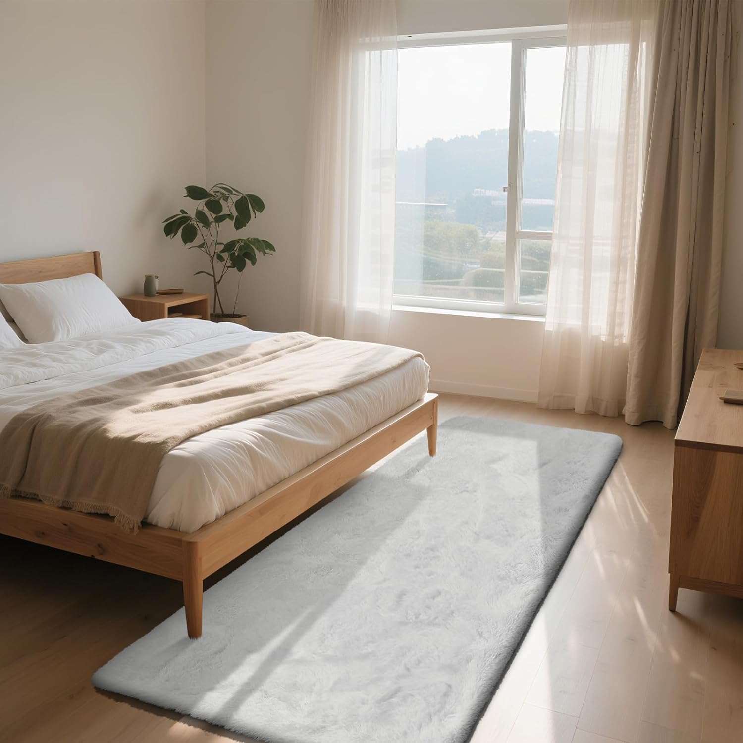 Soft Runner Rugs for Bedroom - Fluffy 3x7 Area Rug Carpet