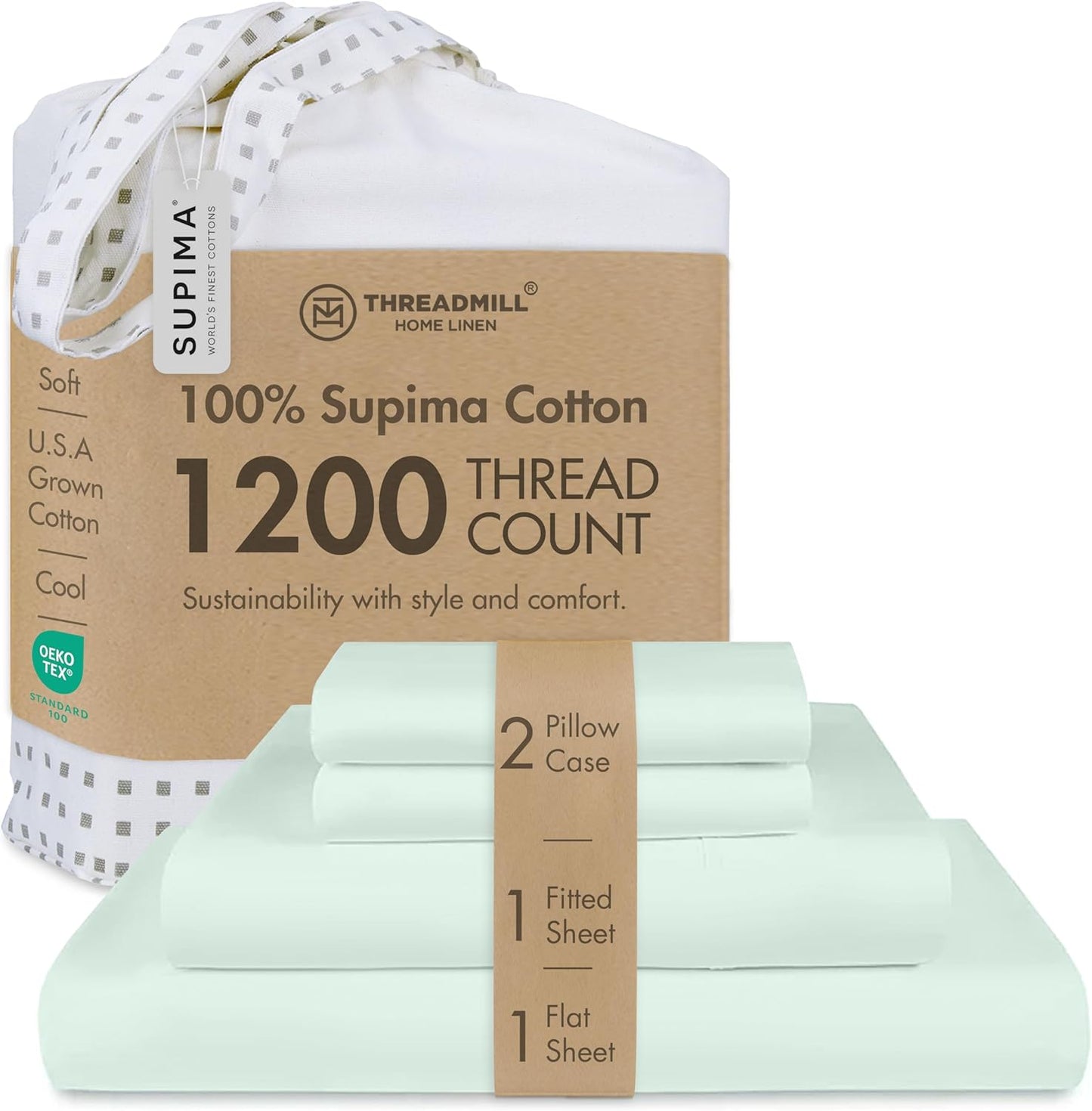 Threadmill Supima Cotton Queen Sheet Set for Luxurious Comfort