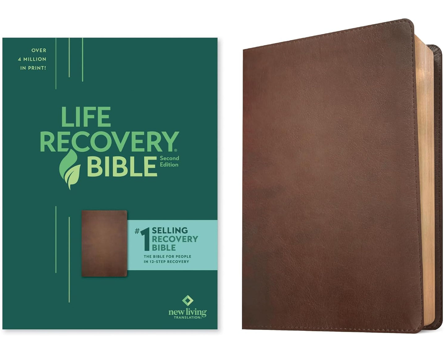 NLT Life Recovery Bible Second Edition in Rustic Brown LeatherLike