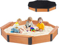 64in x 56in x 8.5in Wooden Octagon Sandbox with Cover - Large Outdoor