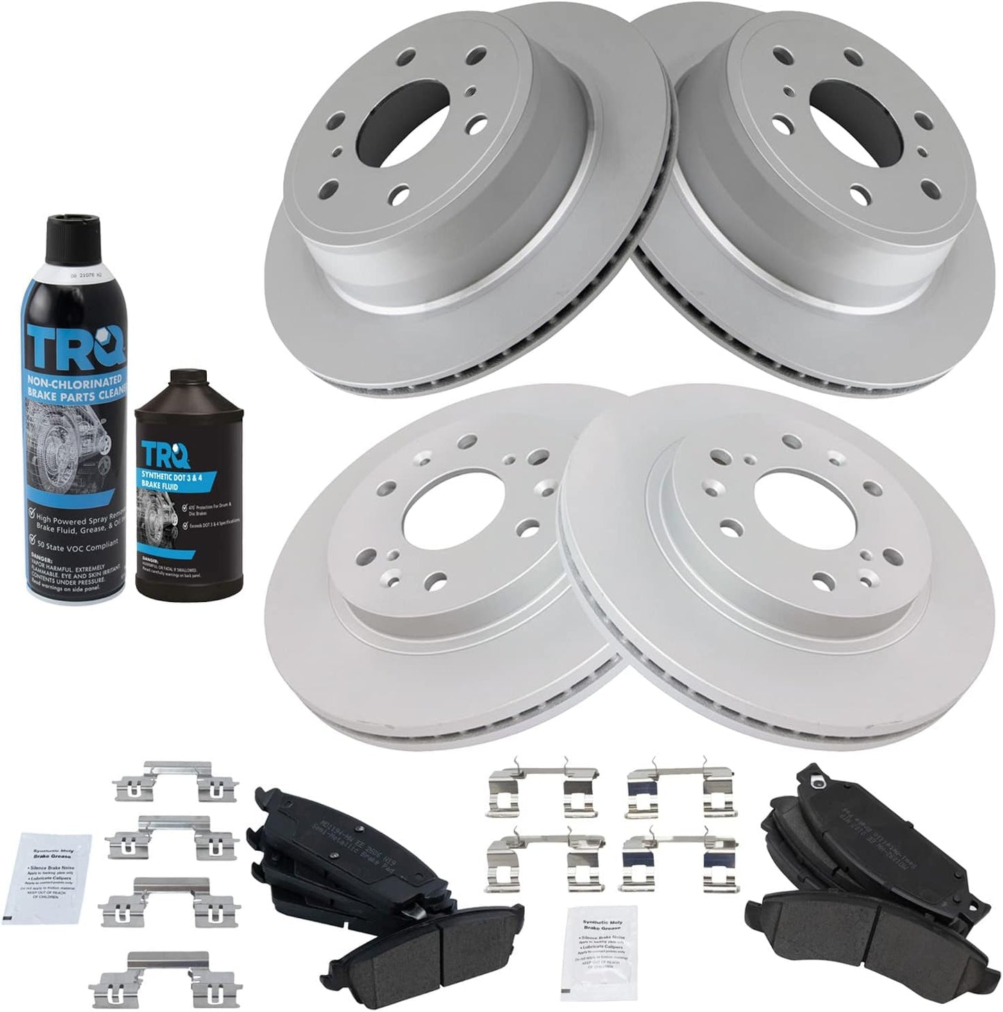TRQ Brake Pad & Coated Rotor Kit for Cadillac & Chevrolet Vehicles