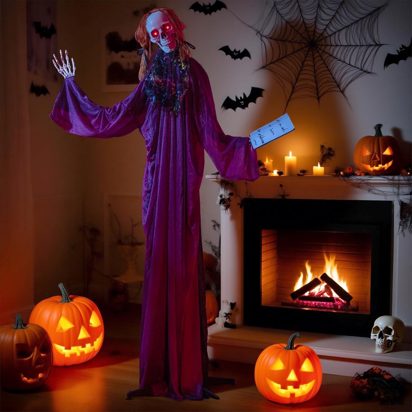 6 FT Halloween Animatronic Skeleton Girl with Scary Sounds