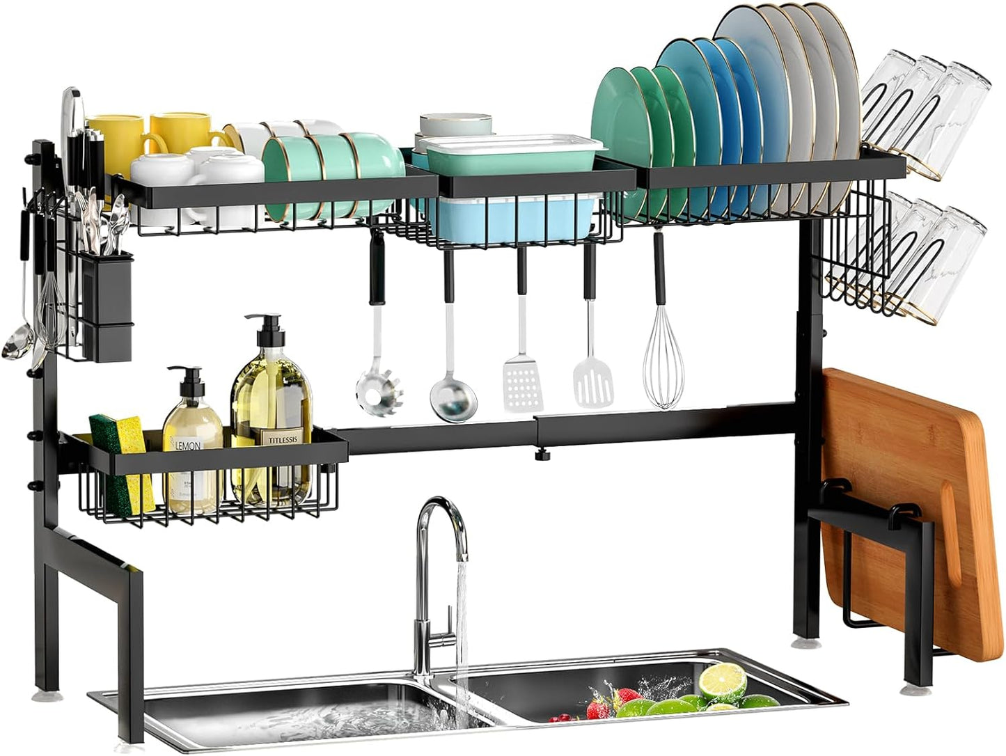 Over The Sink Dish Drying Rack for Kitchen with Utensil Holder