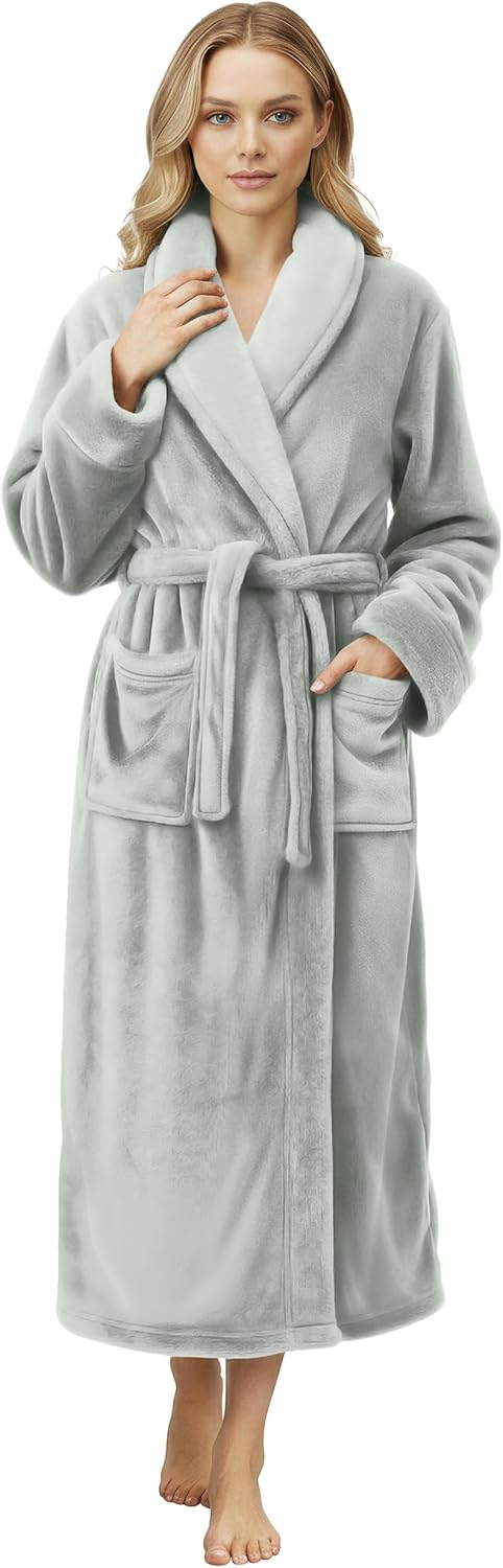 NY Threads Premium Womens Robe - Plush Fleece Long Bathrobe