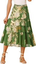 Allegra K Women's Floral Skirt: Boho Chiffon A-line Midi
