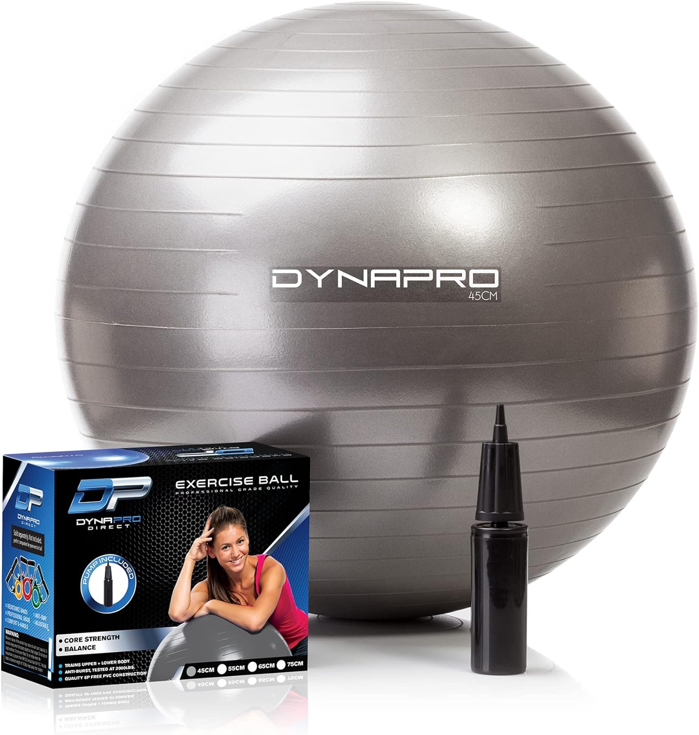 DYNAPRO Exercise Ball: Eco-Friendly Anti-Burst for 2200lbs