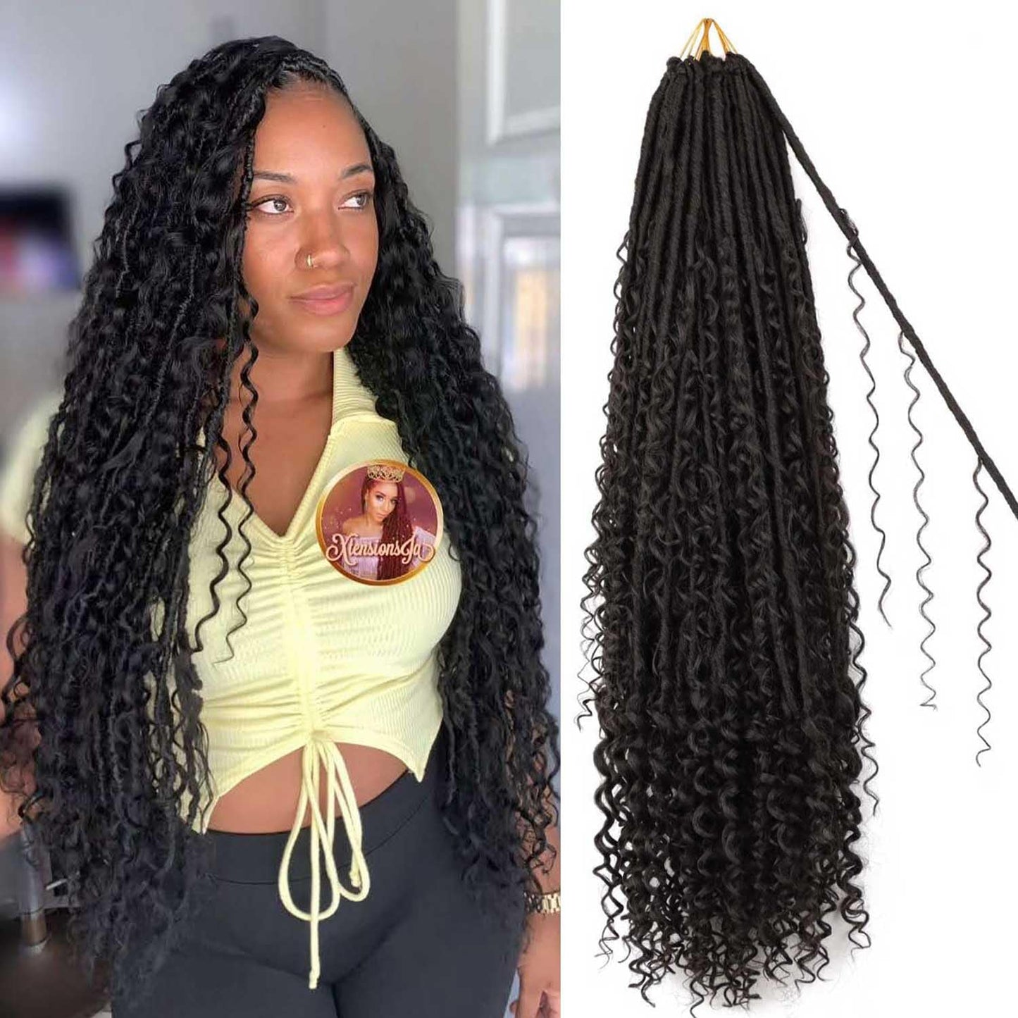 Boho Faux Locs Crochet Hair with Curly Ends for Black Women