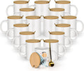 11 Oz Sublimation Mugs 16pcs Bulk with Bamboo Lid & Spoon - Ready