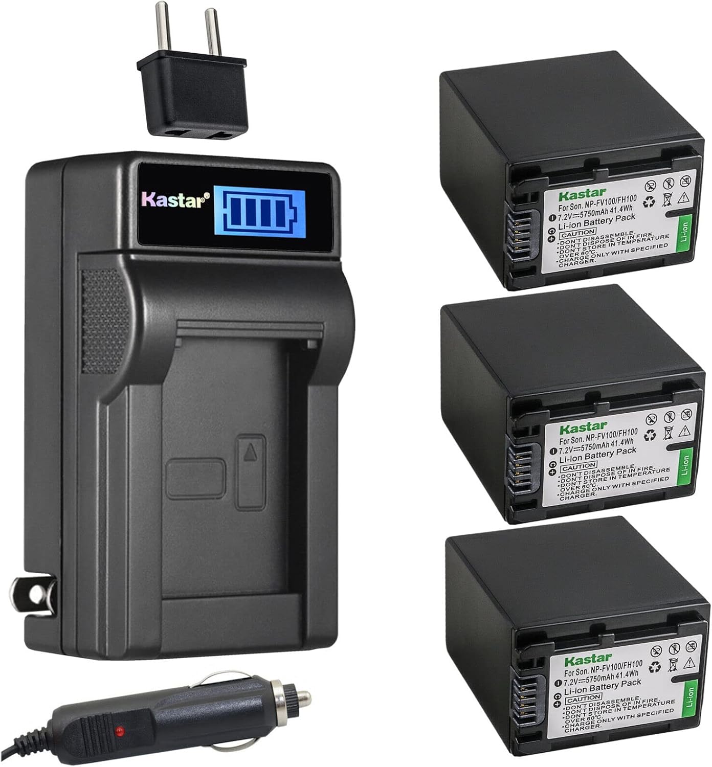 Kastar NP-FV100 Battery and LCD Charger for Sony Cameras