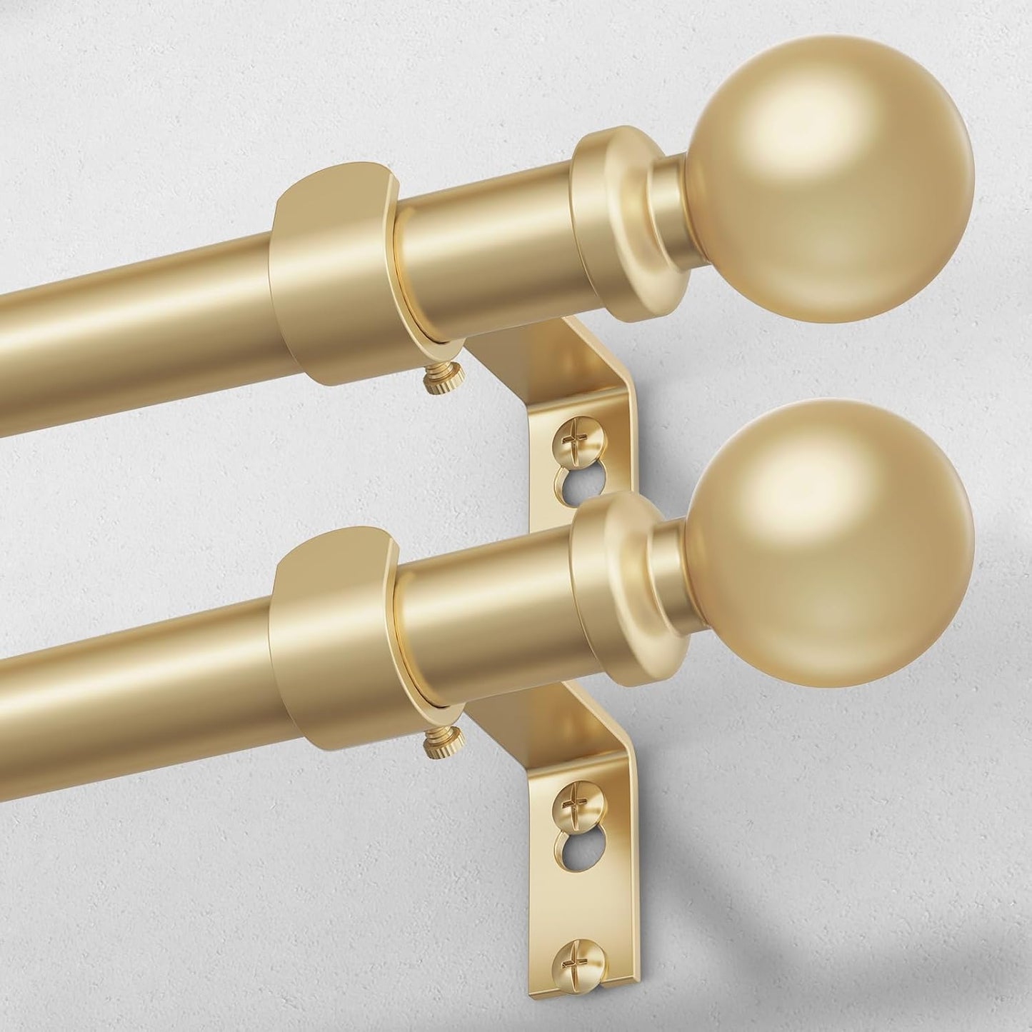 Modern Gold Curtain Rods for Windows 30 to 56 Inch - 2 Pack