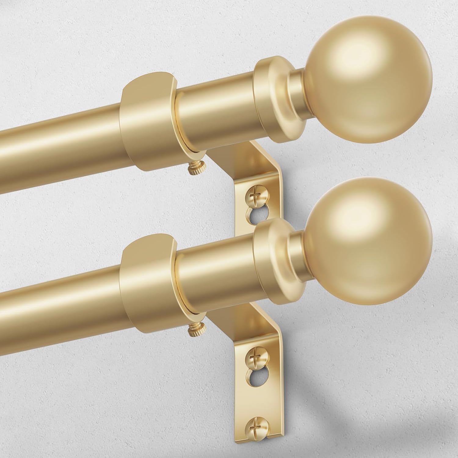 Modern Gold Curtain Rods for Windows 30 to 56 Inch - 2 Pack