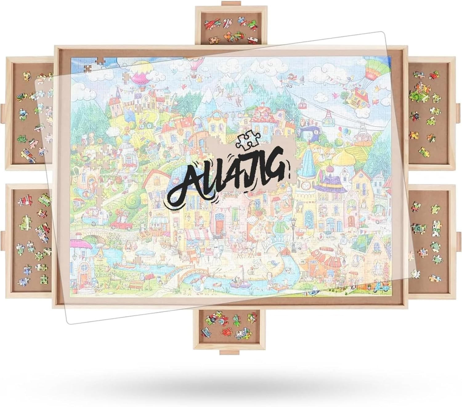 ALL4JIG 1000 Pieces Rotating Puzzle Board with 6 Drawers