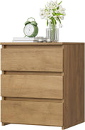 Nightstand with 3 Drawers - Compact Wooden Bedside Table for Bedroom