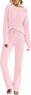 Womens Fuzzy Fleece Pajama Set - Cozy 2-Piece Lounge Sweater Set