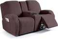 Ruaozz Stretch Loveseat Recliner Covers for 2 Seater, Dark Coffee