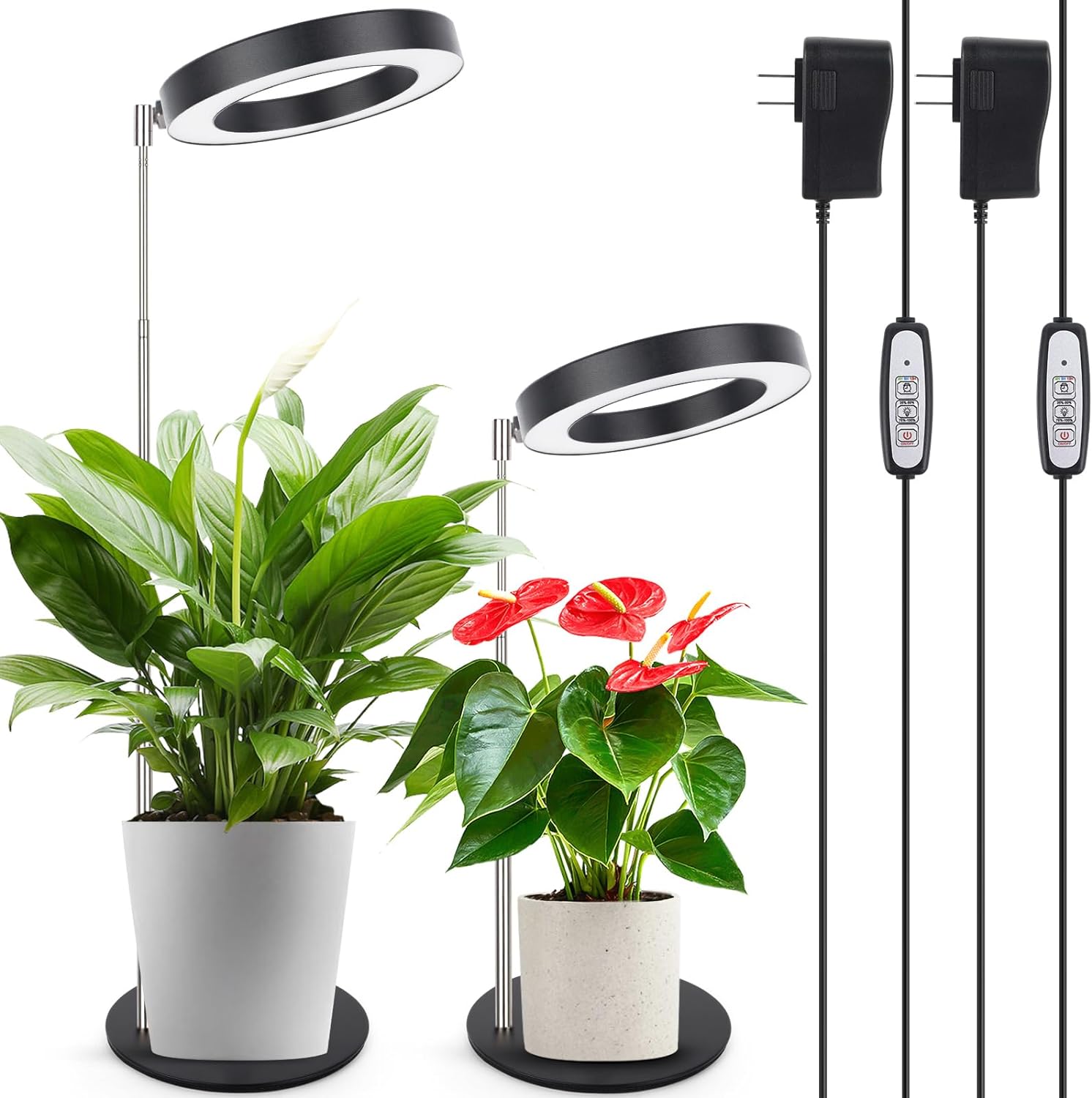 LORDEM LED Grow Light Duo: Full Spectrum, Auto Timer, 4 Dimmable Levels