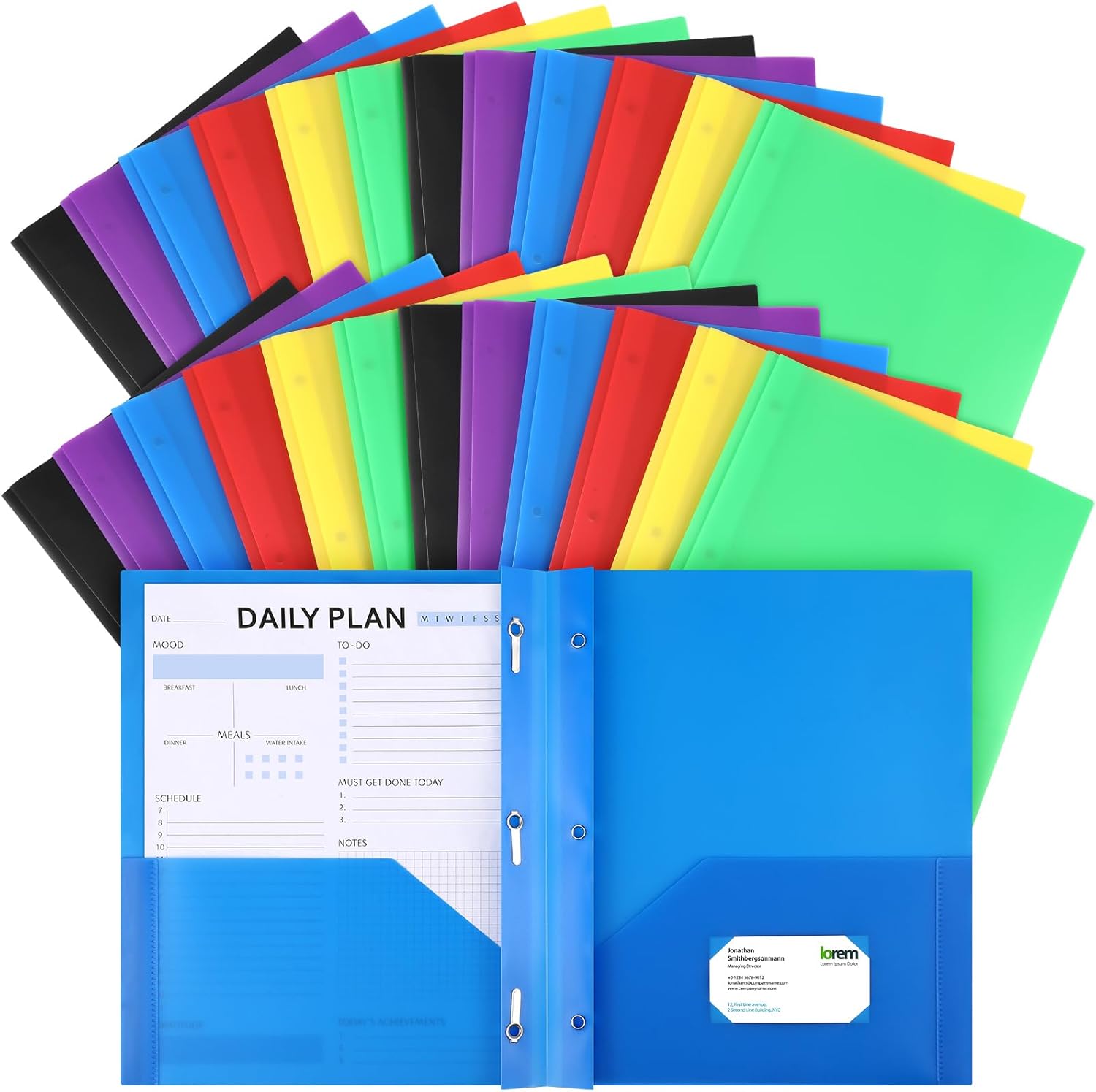 Cholemy 72 Packs Pocket Folders with Prongs for Organized Success
