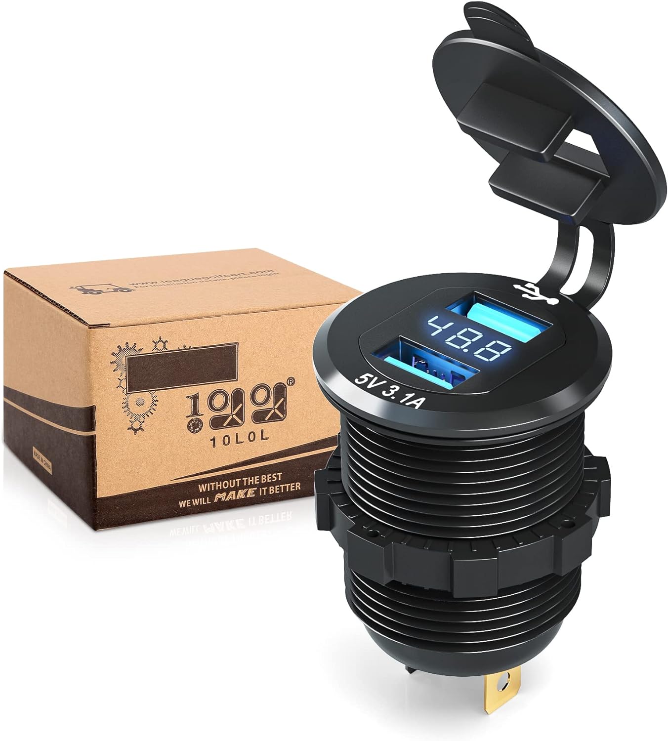 10L0L Golf Cart Dual USB Charger: Quick Charge & LED Display