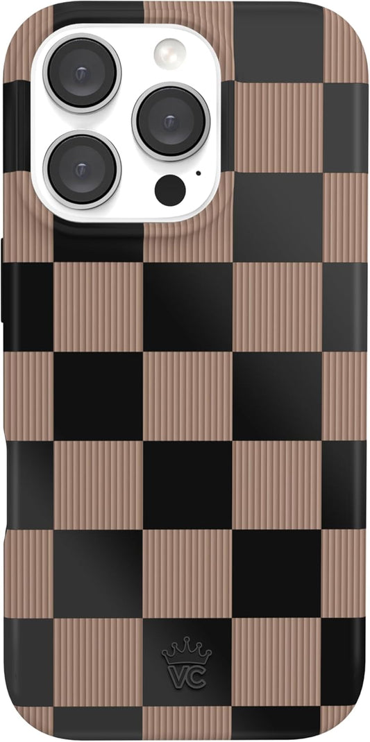 VELVET CAVIAR Checkered Phone Case for iPhone 16 Pro - Mocha