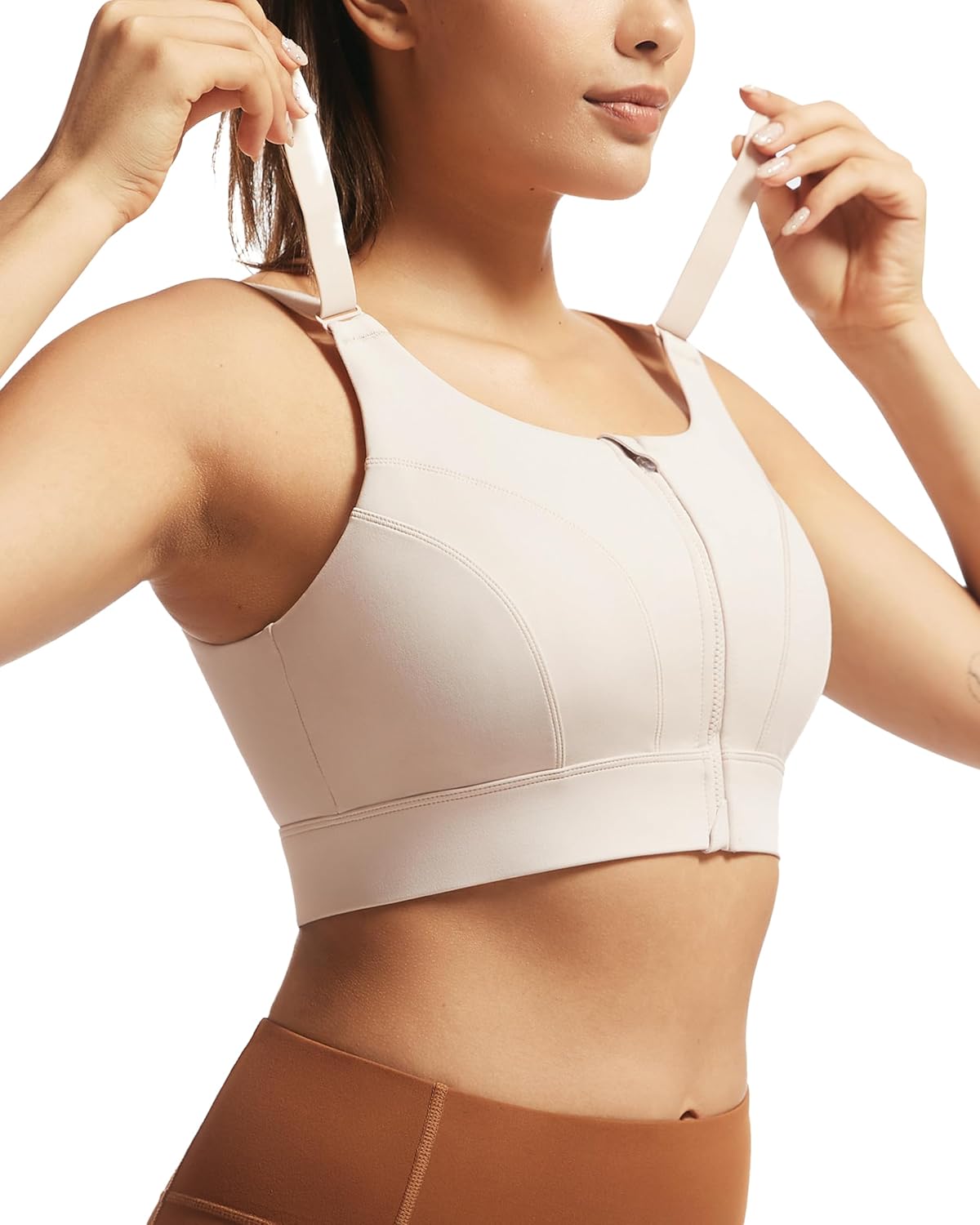 Adjustable High Impact Sports Bras for Women with Zip Front