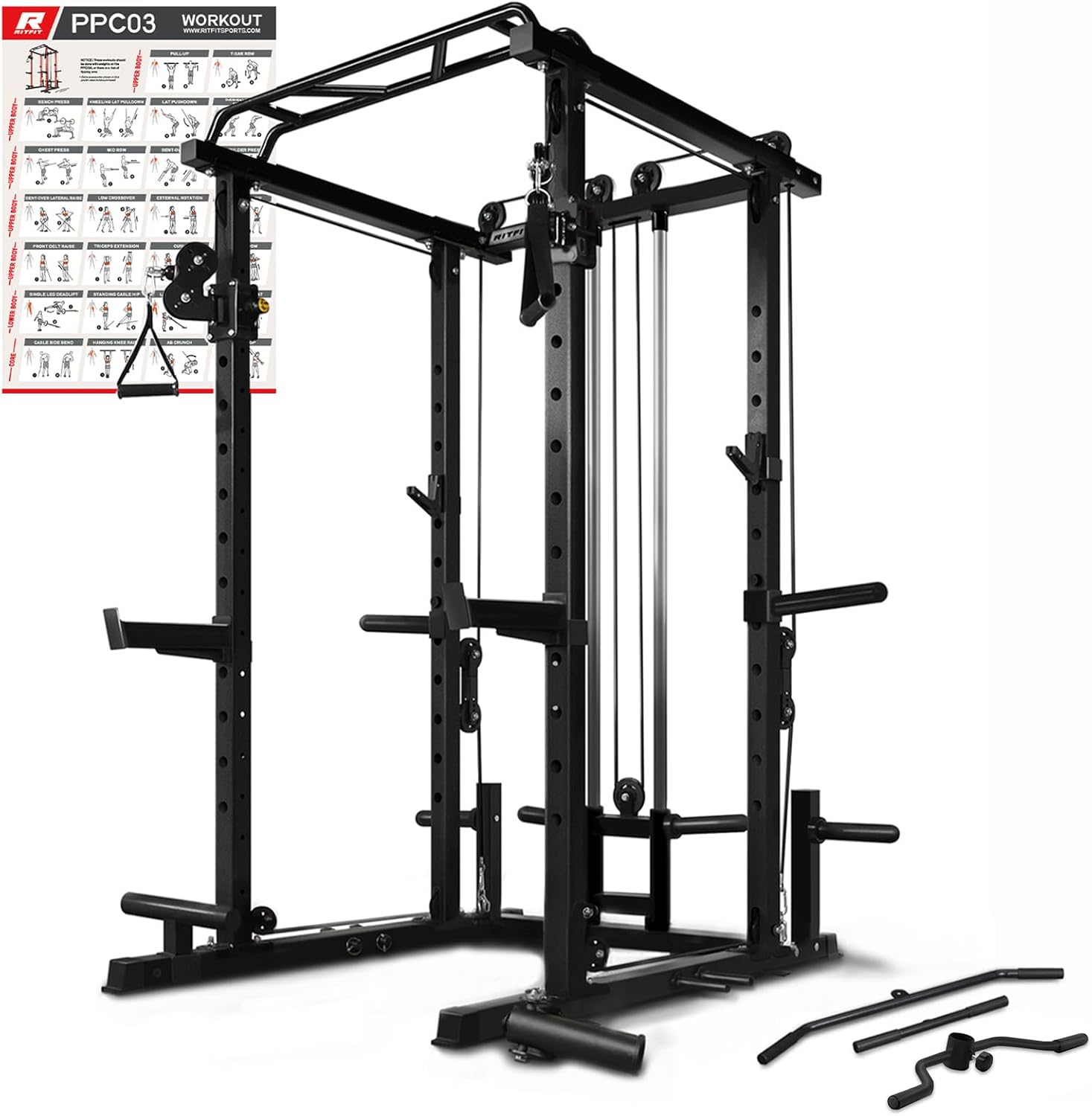 RitFit Power Cage with Cable Crossover - 1000LBS Capacity!