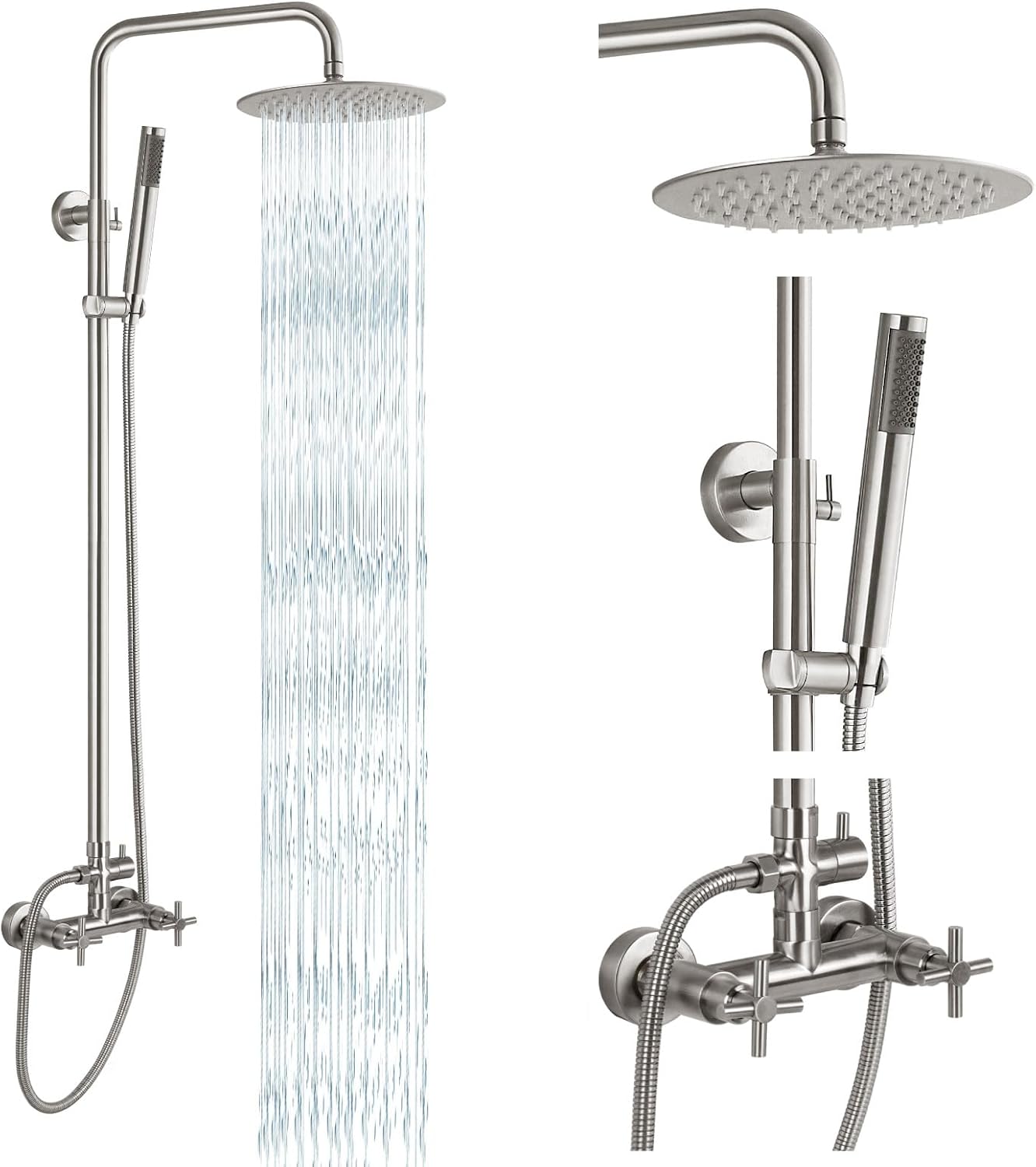 Gotonovo Outdoor Shower Fixtures - Stainless Steel Rain Shower Kit