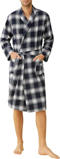Men's Cotton Flannel Robe with Shawl Collar - Soft, Warm Comfort