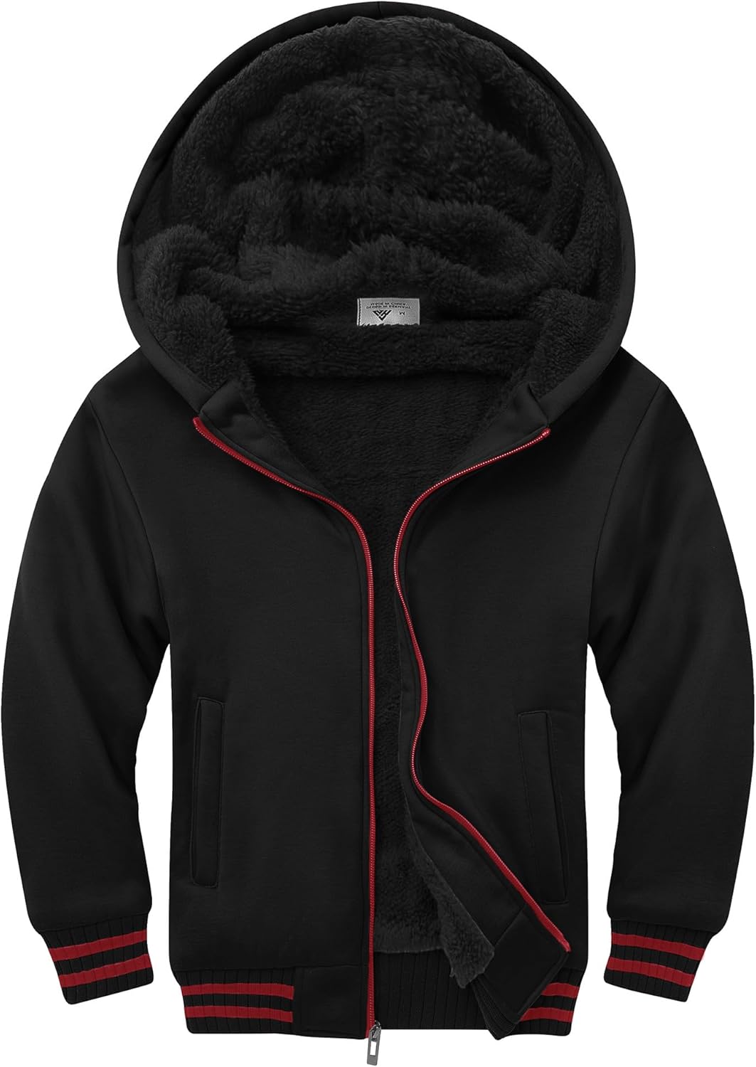 Unisex Boys Girls Fleece Hoodie Sherpa Lined Jacket for Kids