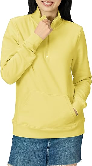 Lightweight French Terry Fleece Quarter-Zip Top for Women