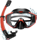 KUYOU 180 Wide View Snorkel Mask and Full Dry Top Snorkel Set - Clear