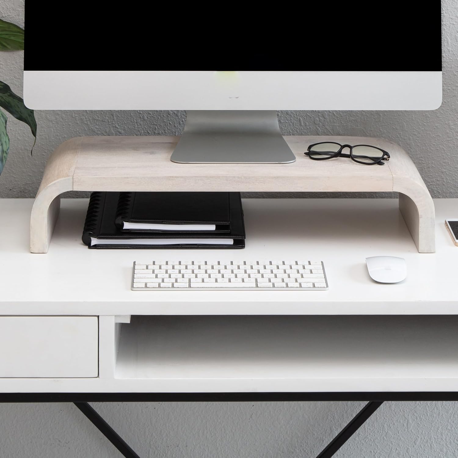 Ergonomic Wood Monitor Stand Riser for Desk and Workspace