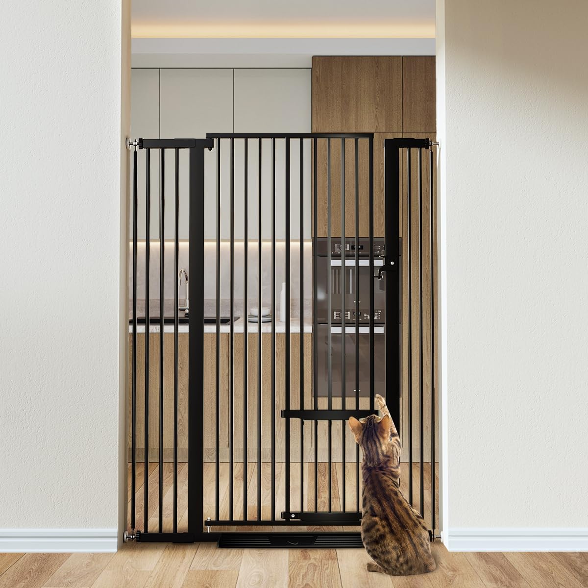 Extra Tall Pet Gate for Cats - 55.1 in Adjustable Cat Door