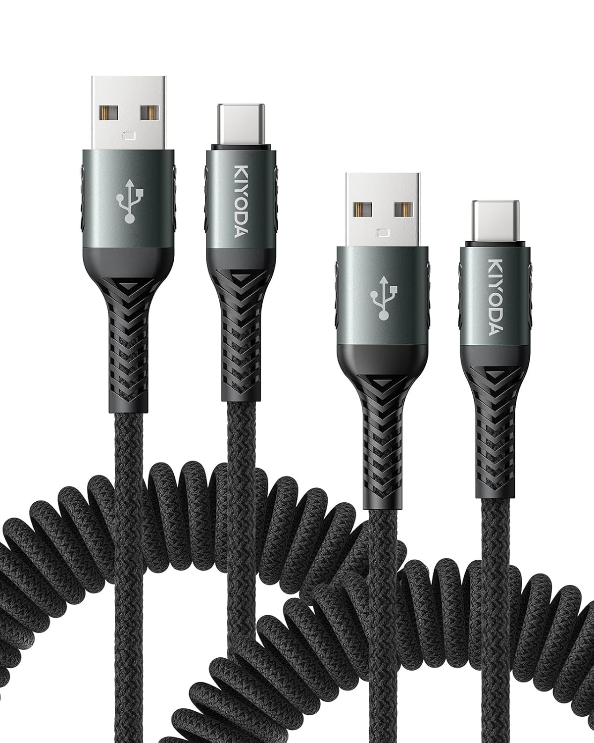 Fast Charge on the Go: KIYODA Coiled USB C Cable Duo