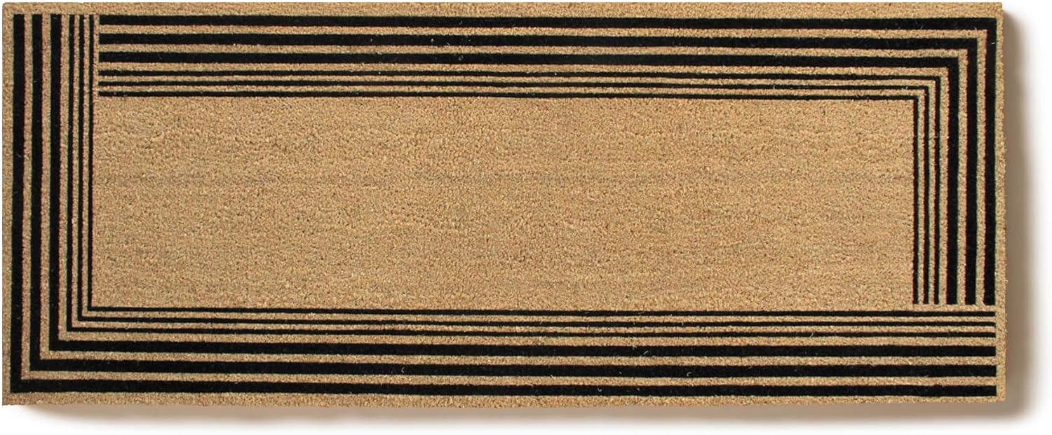 Entryways Borderline Doormat, Stylish 24x60 Natural Coir Mat