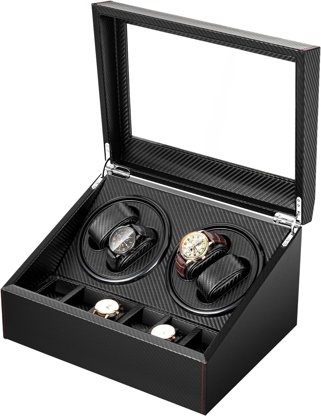 SHZICMY Silent Motor Watch Winder - 4 Rotating + 6 Storage - 10dB Quiet