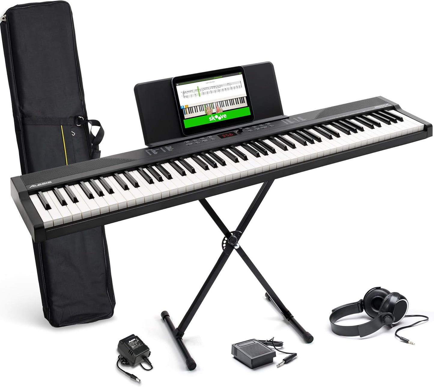 Alesis 88 Key Keyboard Piano: 480 Sounds, Speakers, USB MIDI - All-Inclusive Bundle