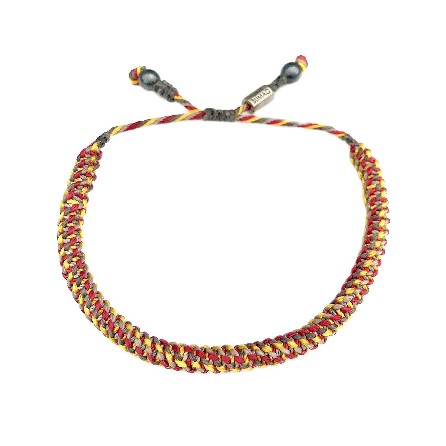 Handmade Sailor Rope Bracelet in Gray Yellow Nantucket Red