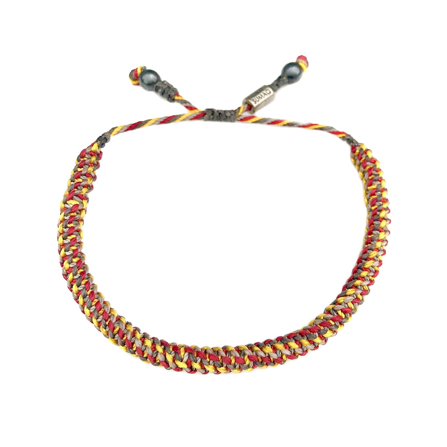 Handmade Sailor Rope Bracelet in Gray Yellow Nantucket Red