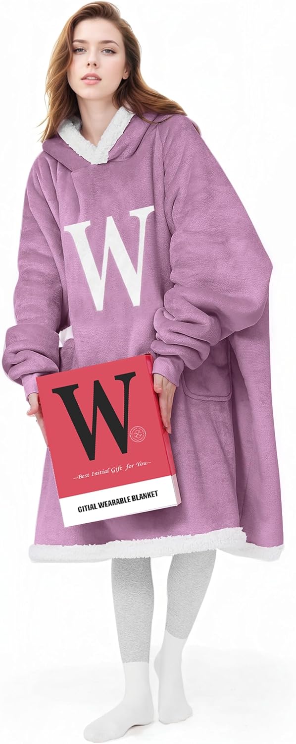 Wearable Blanket Hoodie with A-Z Design for Cozy Comfort